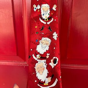 Novelties Hallmark Christmas Santa Winter Snow Holidays Polyester Red Men's Tie